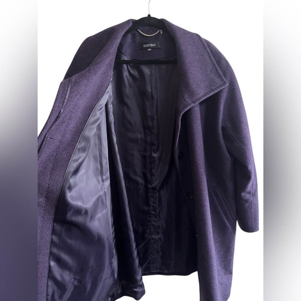 Ellen Tracy Wool Angora Plum Coat 20W - Picture 4 of 10